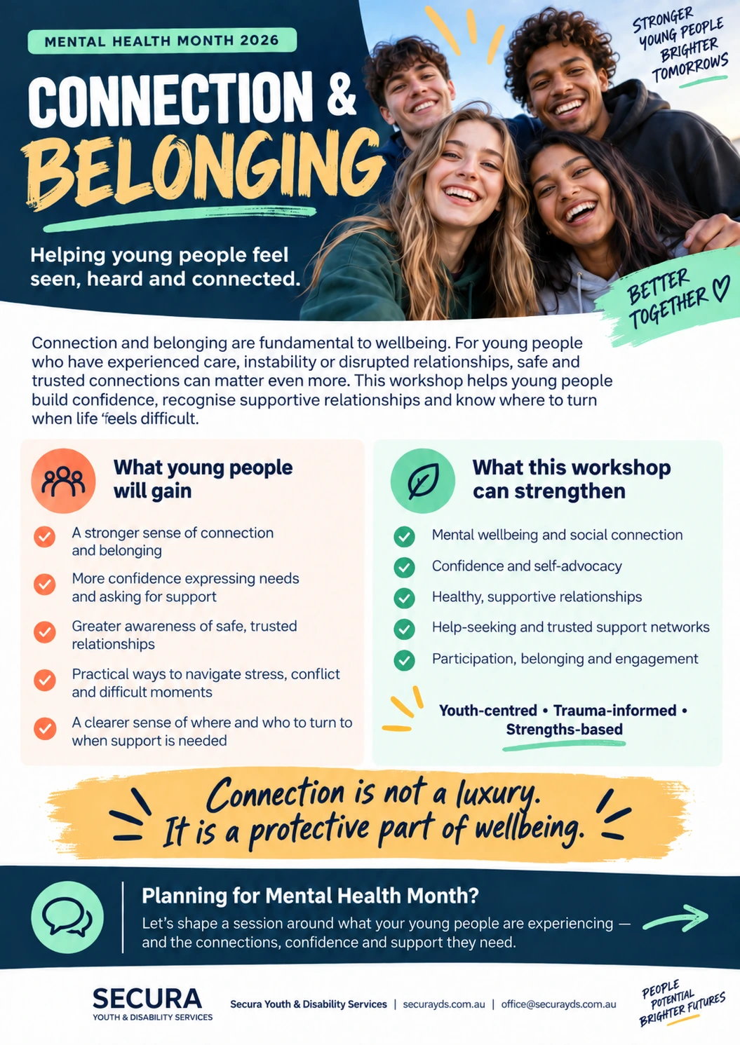 Mental Health Month 2026 Connection and Belonging workshop flyer
